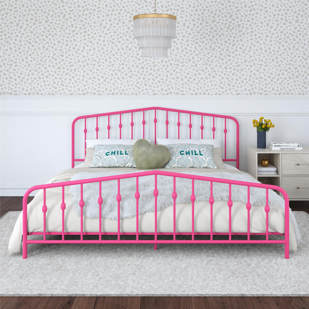 Bushwick Metal Platform Bed - Hot Pink - King