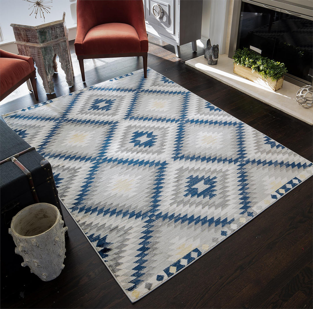 Navy Moroccan area rug for modern homes -  Navy  -  8'0"x10'0"