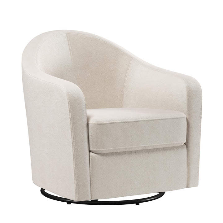 Gentle Swivel Curved Accent Chair - Ivory