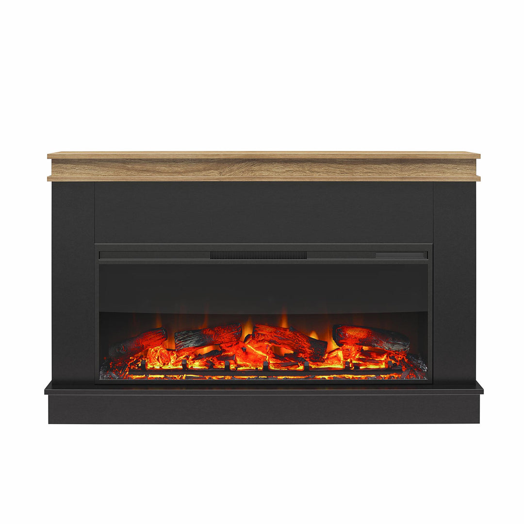 Mateo Wide Mantel with Linear Electric Fireplace and Remote for TVs up to 65" - Black