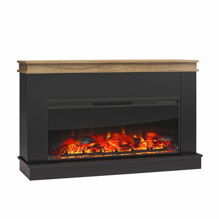 Mateo Wide Mantel with Linear Electric Fireplace and Remote for TVs up to 65" - Black