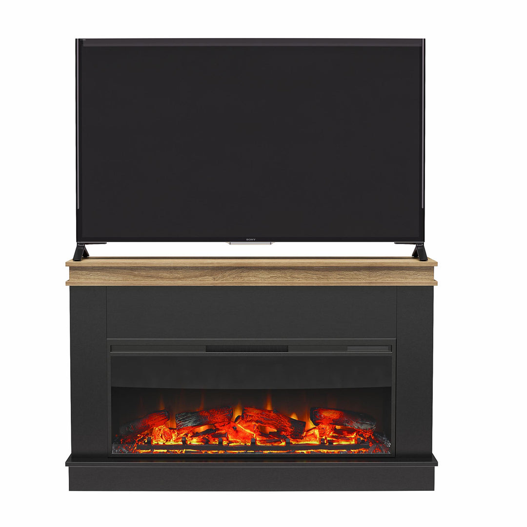 Mateo Wide Mantel with Linear Electric Fireplace and Remote for TVs up to 65" - Black