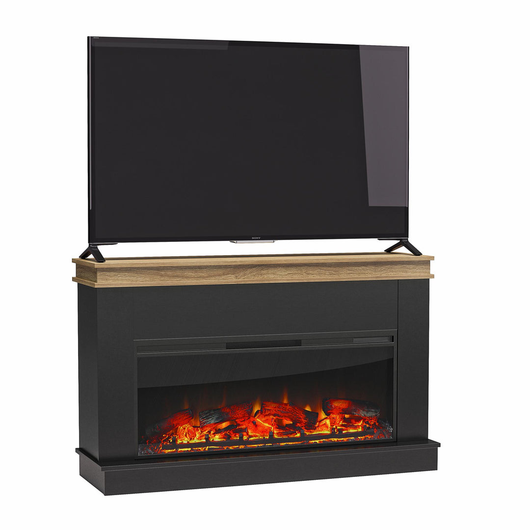 Mateo Wide Mantel with Linear Electric Fireplace and Remote for TVs up to 65" - Black