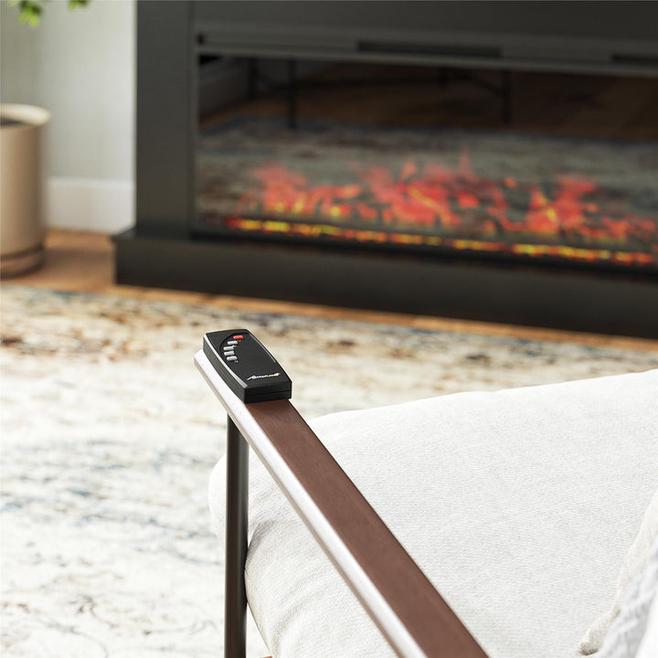 Mateo Wide Mantel with Linear Electric Fireplace and Remote for TVs up to 65" - Black