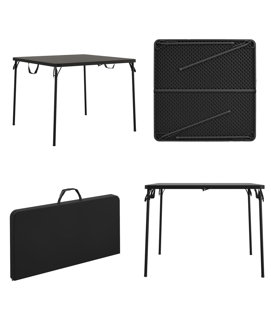 38.5 Inch Indoor and Outdoor Fold-in-Half Card Table with Handle - Black - 1-Pack