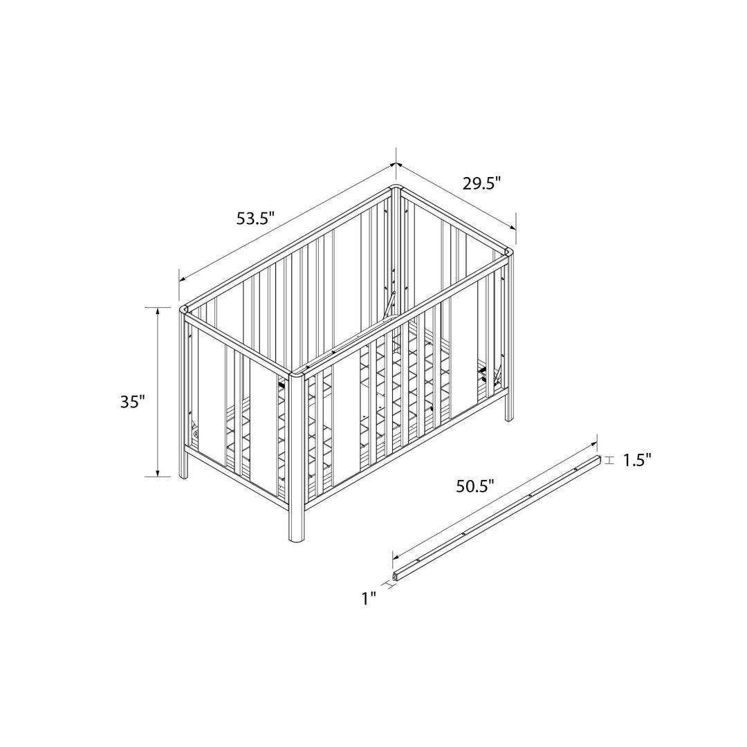 Crawford Curved Post 3 in 1 Crib with Adjustable Heights - Sharkey Grey