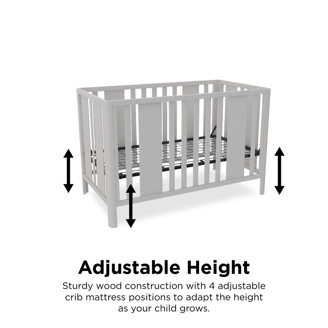 Crawford Curved Post 3 in 1 Crib with Adjustable Heights - Sharkey Grey