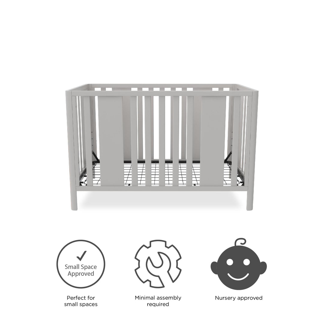 Crawford Curved Post 3 in 1 Crib with Adjustable Heights - Sharkey Grey