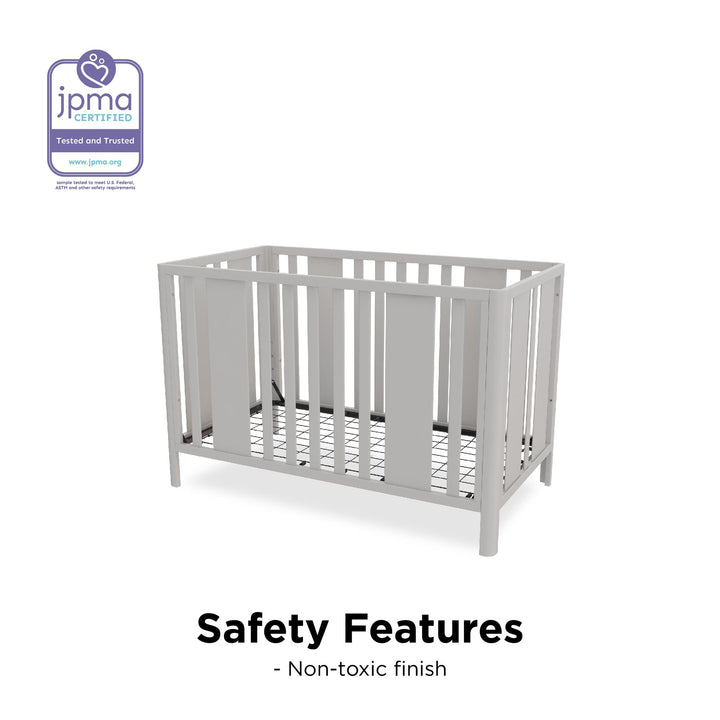 Crawford Curved Post 3 in 1 Crib with Adjustable Heights - Sharkey Grey