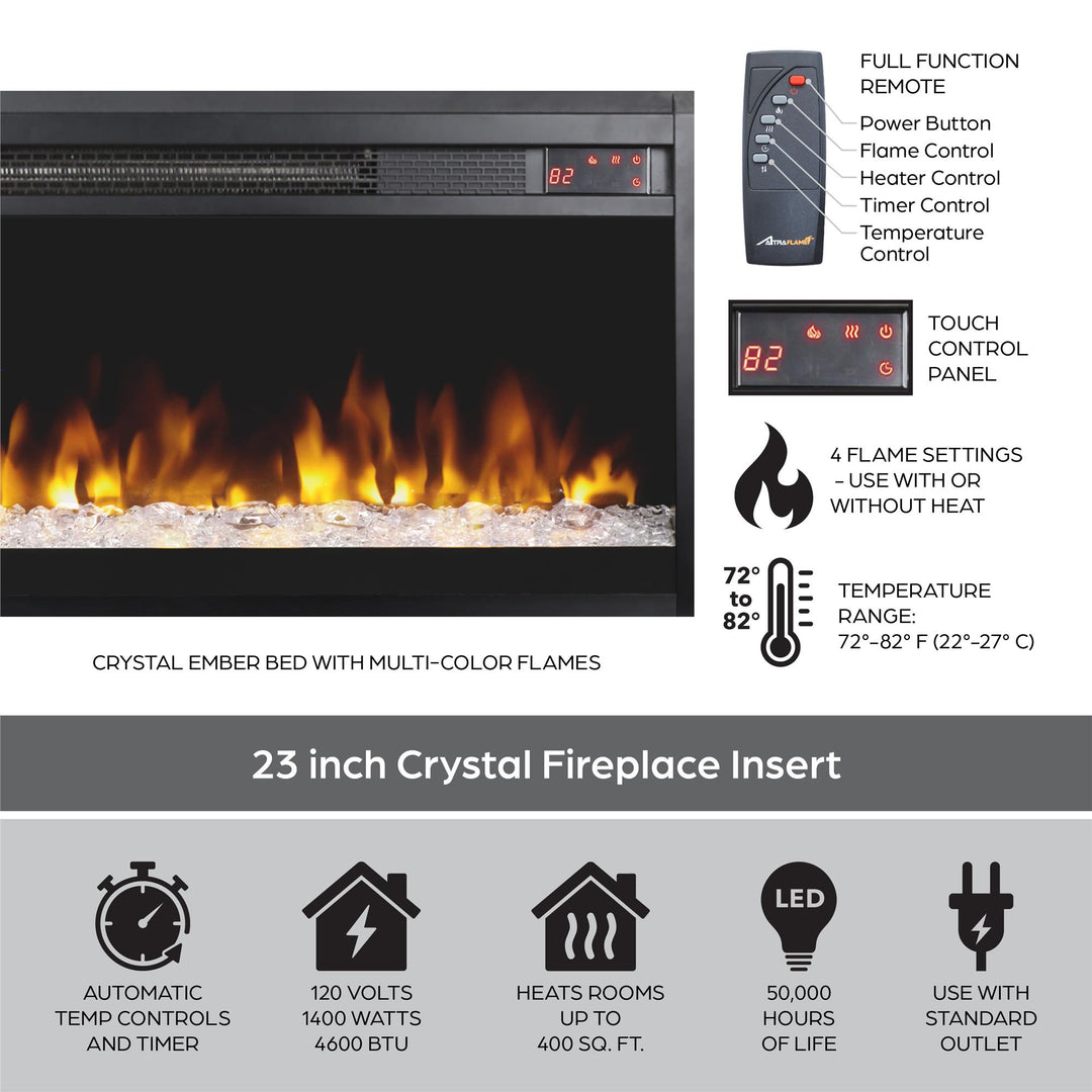 Daphne Fluted Contemporary Electric Fireplace TV Stand for TVs up to 70" - Danish Walnut