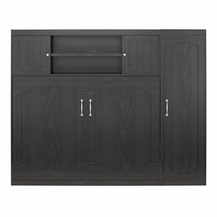 Her Majesty Full Size Daybed Murphy Bed with 1 Side Cabinet - Black Oak - Full