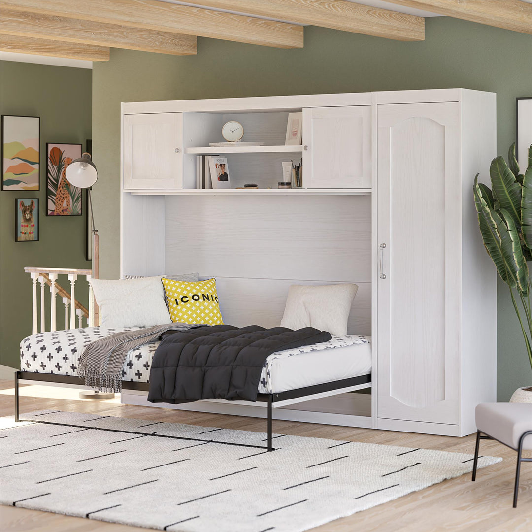 Her Majesty Full Size Daybed Murphy Bed with 1 Side Cabinet - White - Full