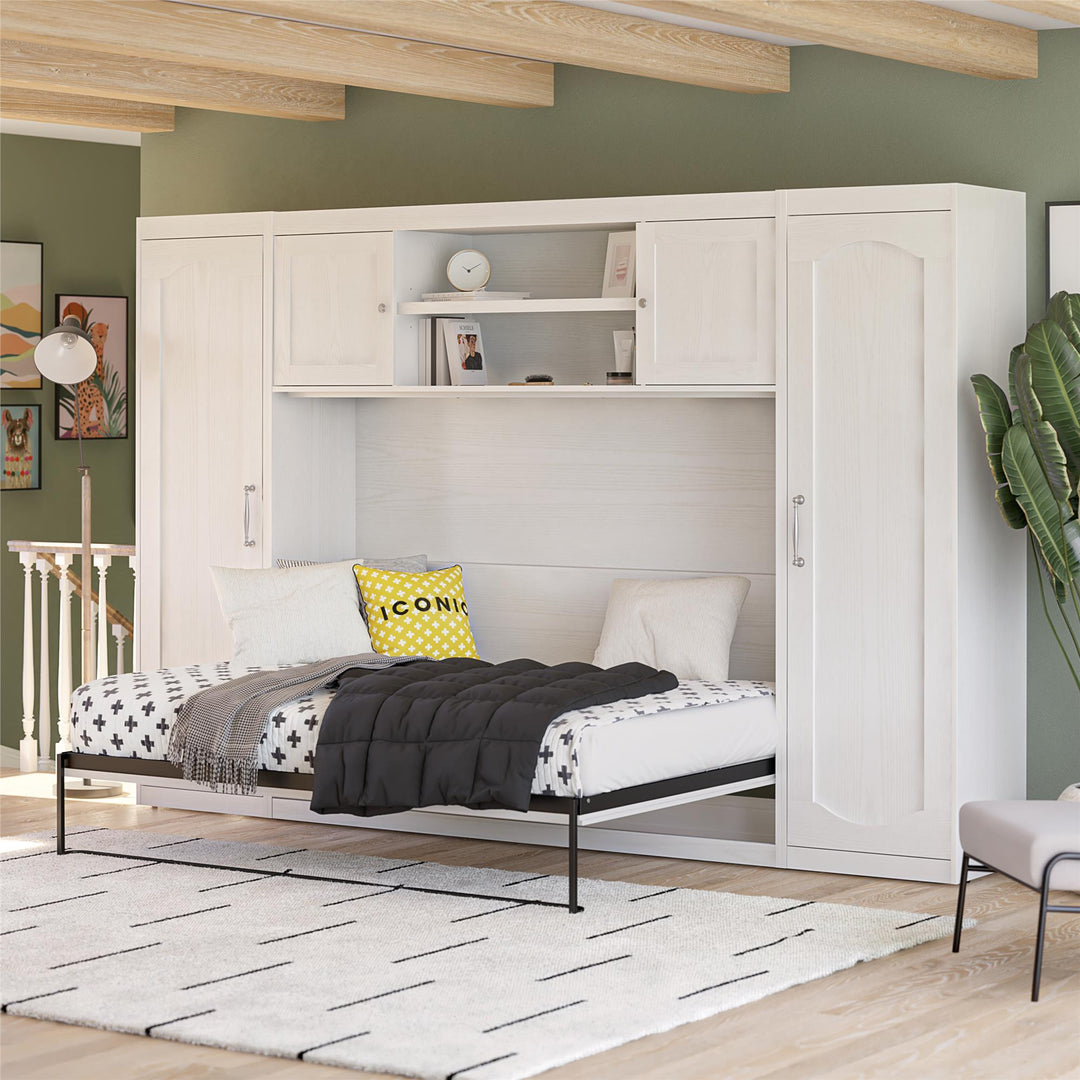 Her Majesty Full Size Daybed Murphy Bed with 2 Side Cabinets - White - Full