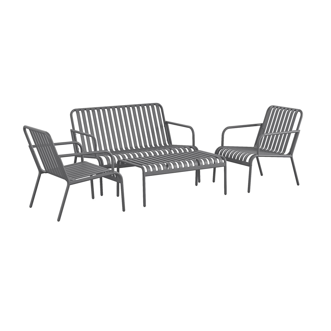 Poolside Gossip Ola 4 Piece All Steel Conversation Set - Charcoal