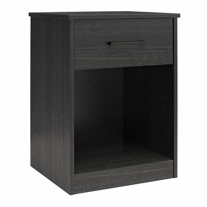 Easy Build Pearce Nightstand with Drawer with Interlocking SwitchLock™ System - Black Oak