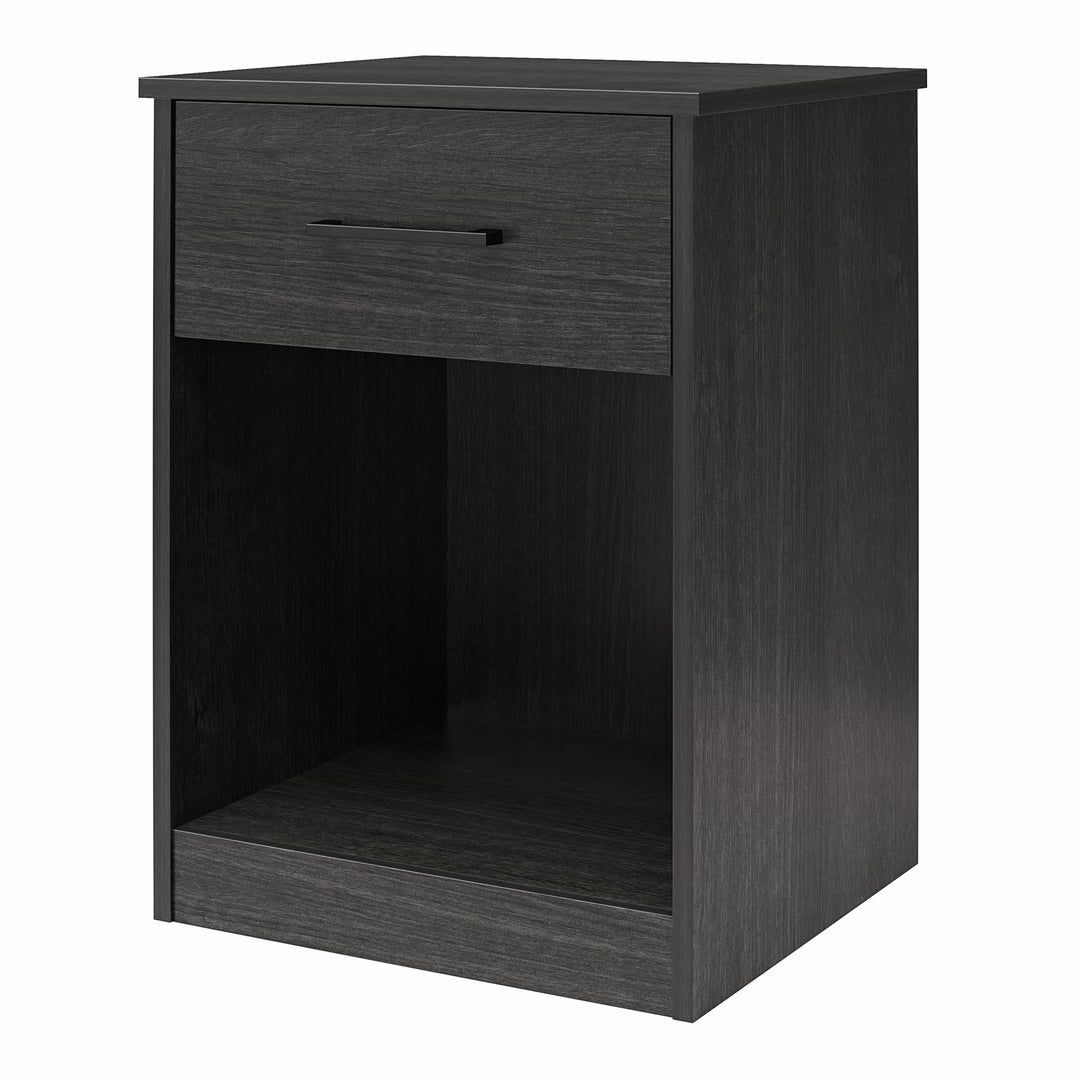 Easy Build Pearce Nightstand with Drawer with Interlocking SwitchLock™ System - Black Oak