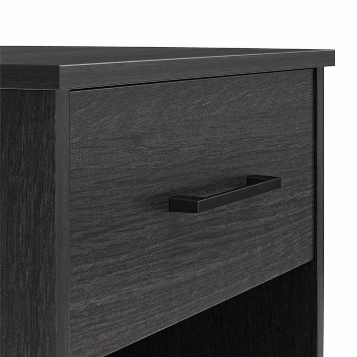 Easy Build Pearce Nightstand with Drawer with Interlocking SwitchLock™ System - Black Oak