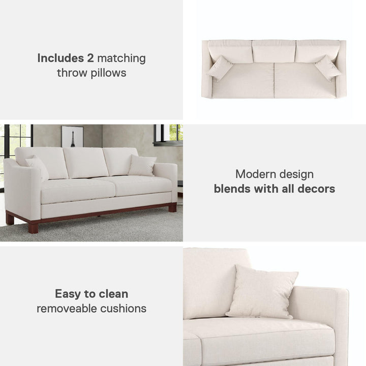 Brooklyn Upholstered Wood Base Sofa - Beige - 3-Seater