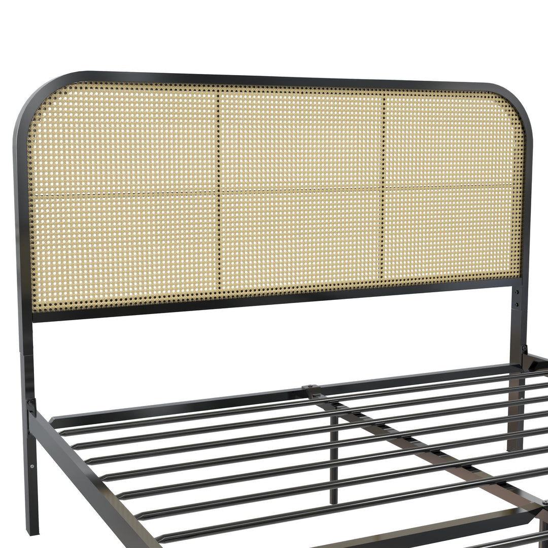 Roxanne Metal and Cane Platform Bed - Black - Queen