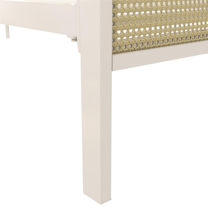 Roxanne Metal and Cane Platform Bed - Off White - Queen