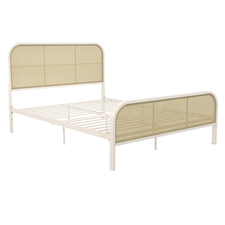 Roxanne Metal and Cane Platform Bed - Off White - Queen