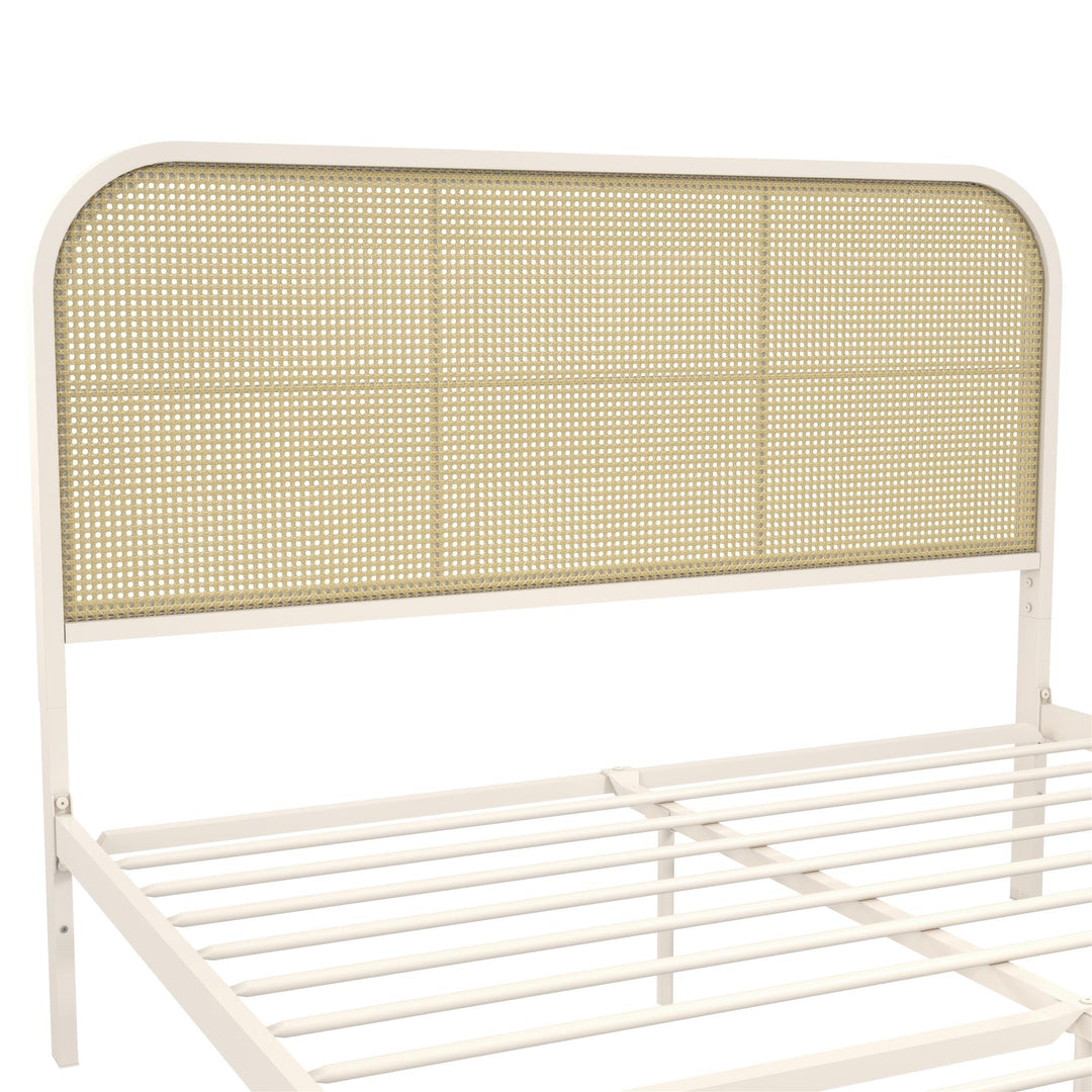 Roxanne Metal and Cane Platform Bed - Off White - Queen