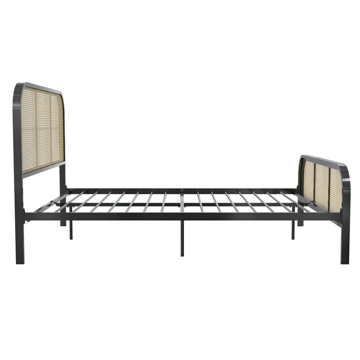 Roxanne Metal and Cane Platform Bed - Black - Queen