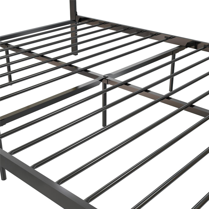 Roxanne Metal and Cane Platform Bed - Black - Queen