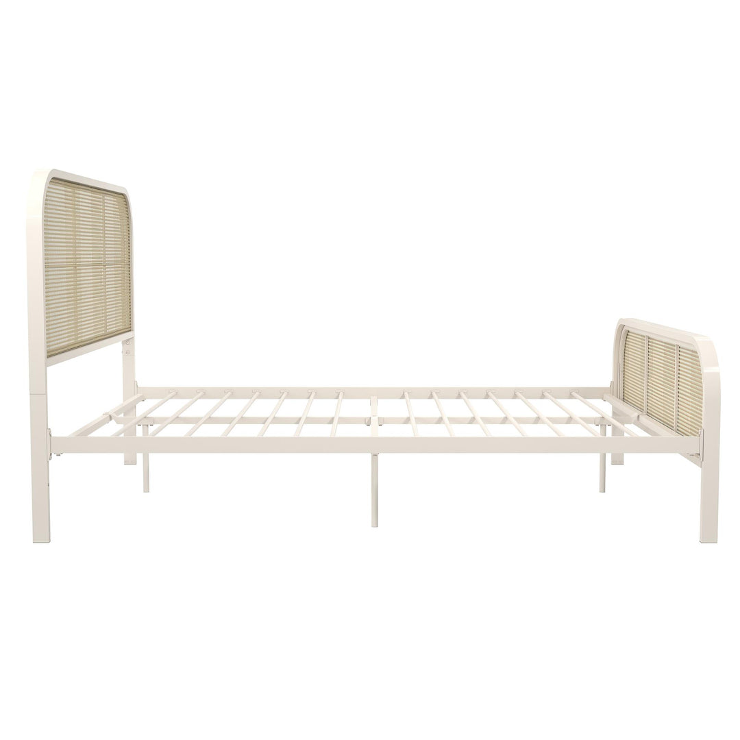 Roxanne Metal and Cane Platform Bed - Off White - Queen