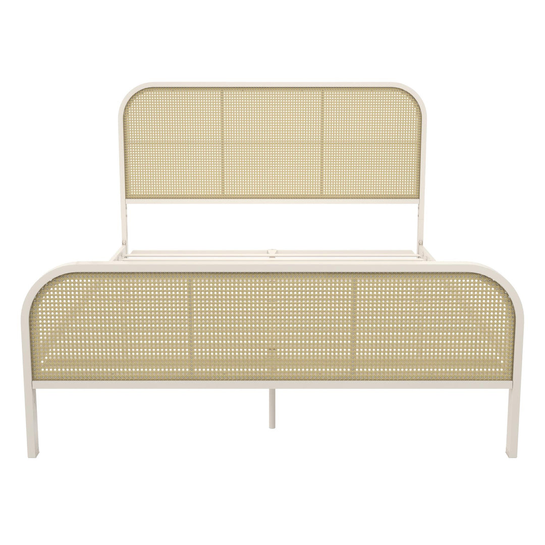 Roxanne Metal and Cane Platform Bed - Off White - Queen