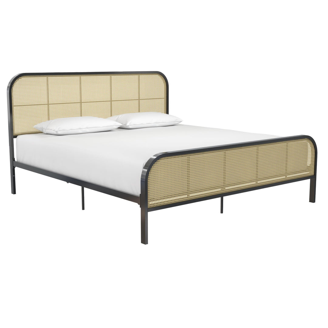 Roxanne Metal and Cane Platform Bed - Black - King