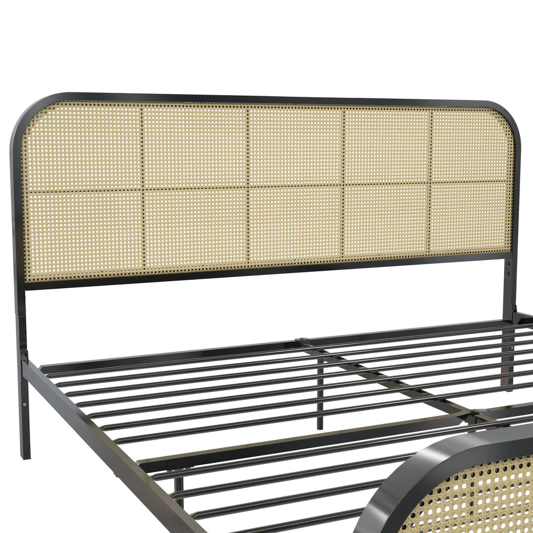 Roxanne Metal and Cane Platform Bed - Black - King