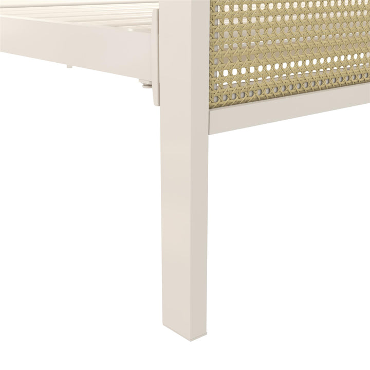 Roxanne Metal and Cane Platform Bed - Off White - King