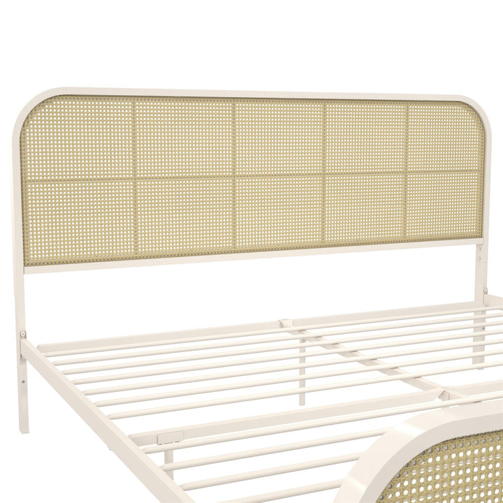 Roxanne Metal and Cane Platform Bed - Off White - King