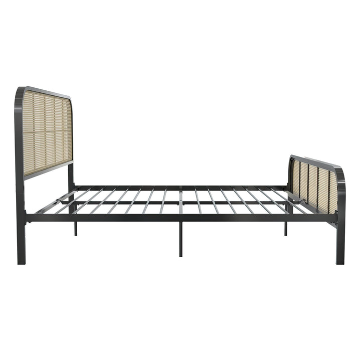 Roxanne Metal and Cane Platform Bed - Black - King