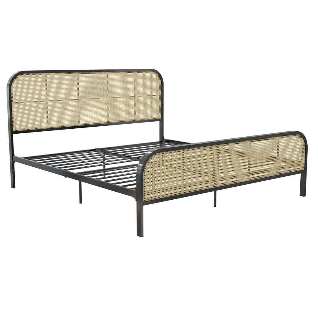 Roxanne Metal and Cane Platform Bed - Black - King