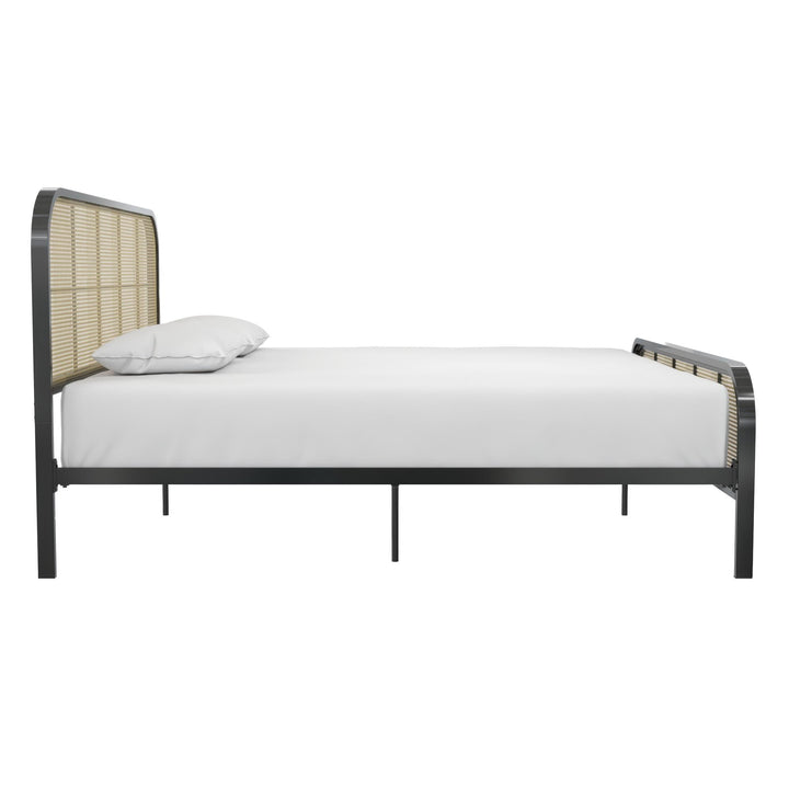 Roxanne Metal and Cane Platform Bed - Black - King