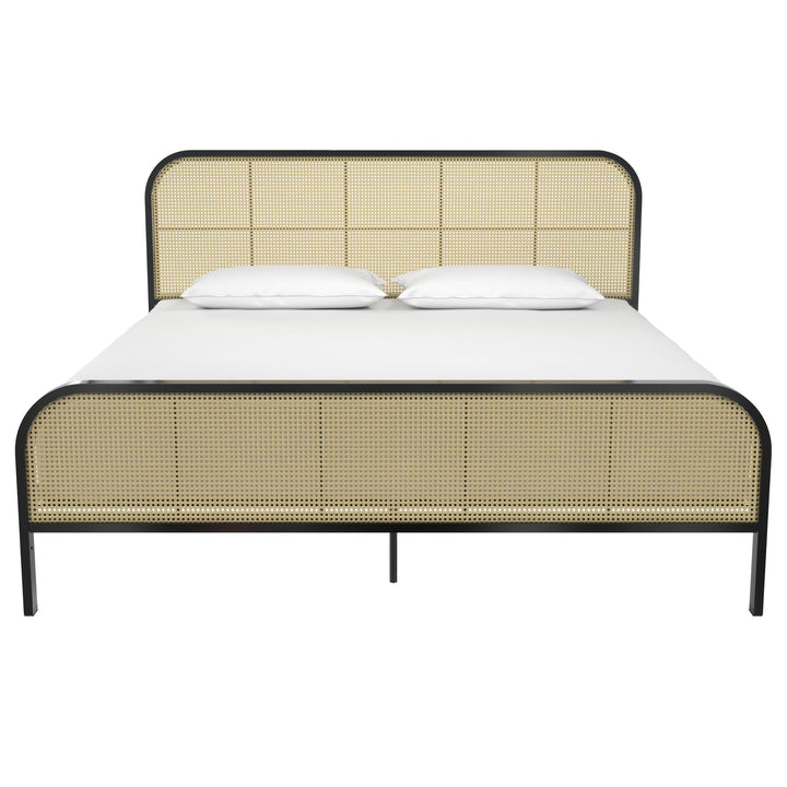 Roxanne Metal and Cane Platform Bed - Black - King