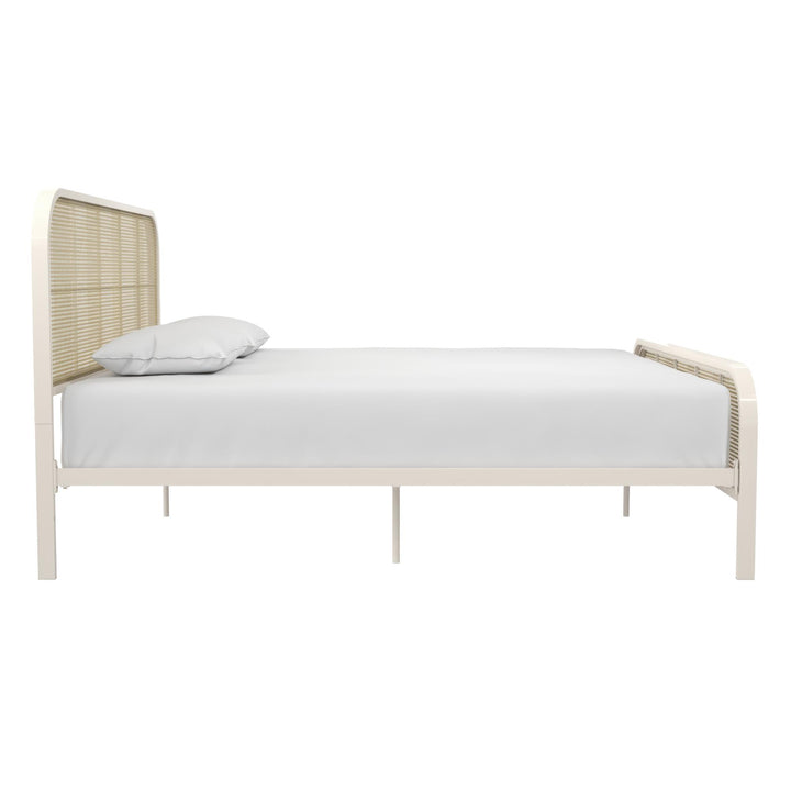 Roxanne Metal and Cane Platform Bed - Off White - King