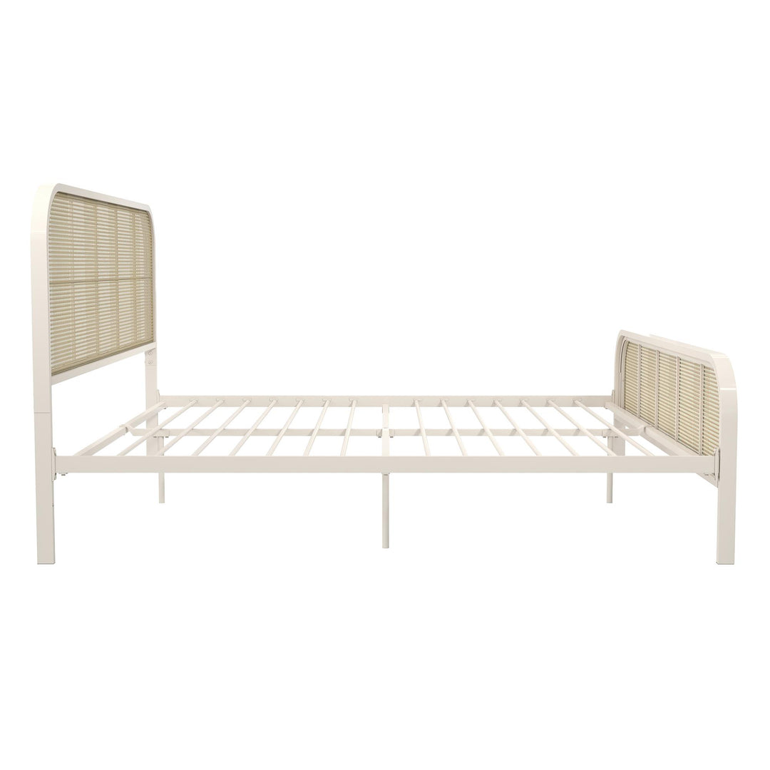 Roxanne Metal and Cane Platform Bed - Off White - King