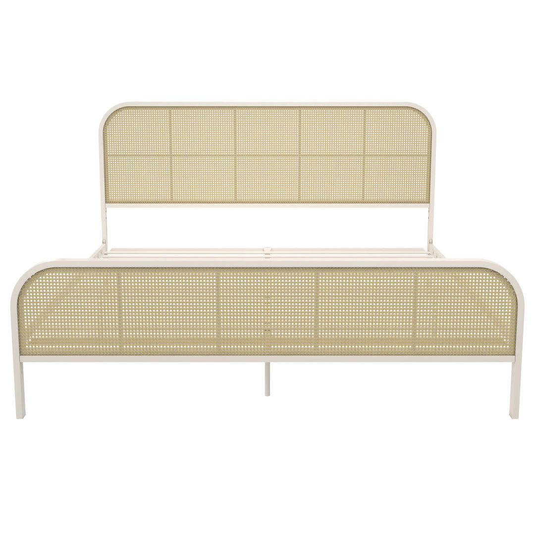 Roxanne Metal and Cane Platform Bed - Off White - King