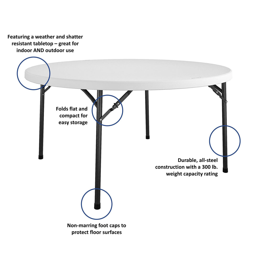 Commercial 5' Round Blow Mold Table - White