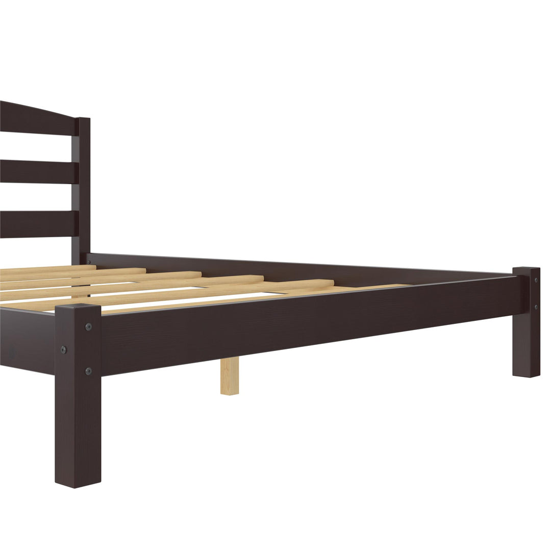 Braylon Wooden Bed Frame with Wood Slats - Espresso - Full