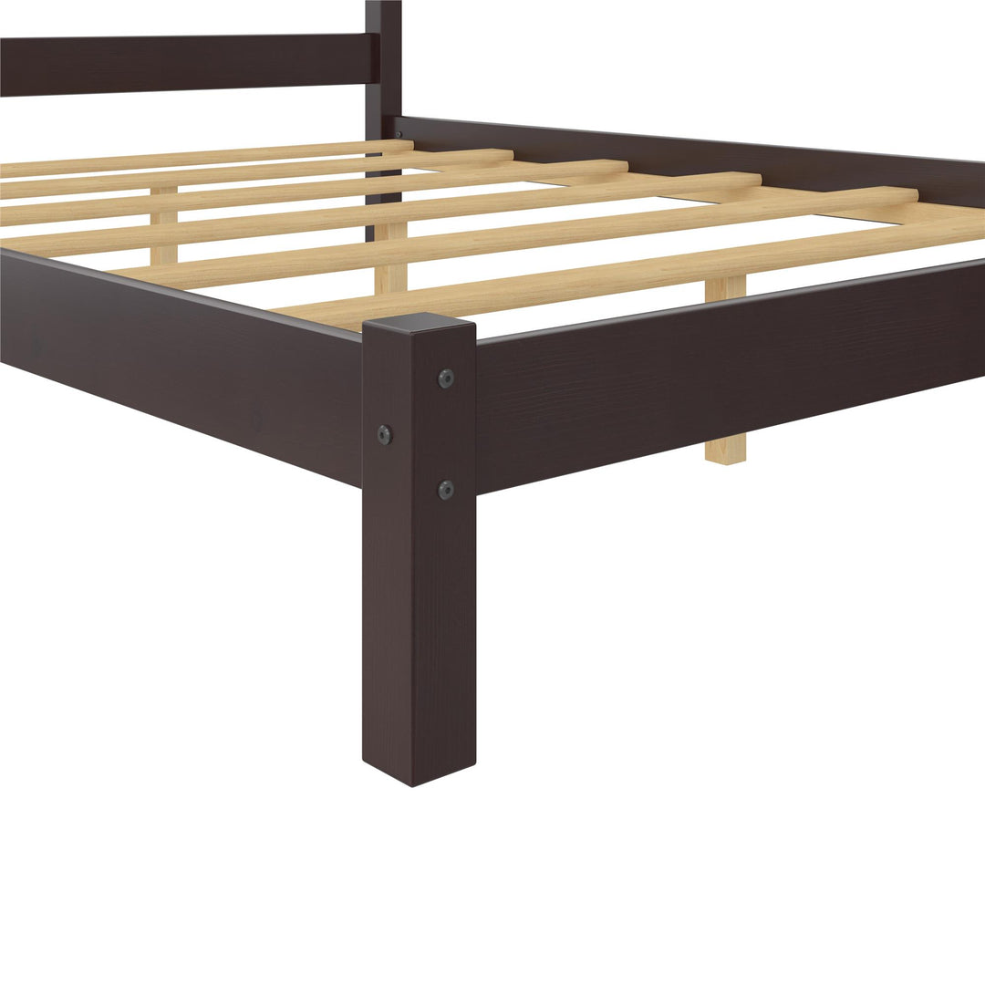 Braylon Wooden Bed Frame with Wood Slats - Espresso - Full