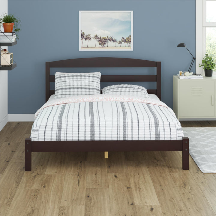 Braylon Wooden Bed Frame with Wood Slats - Espresso - Full