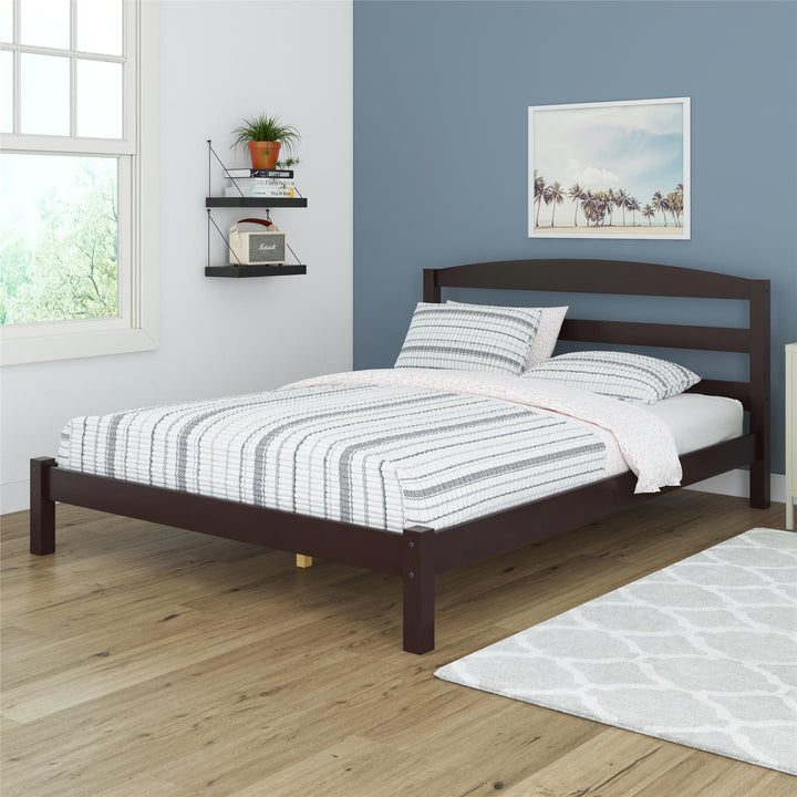 Braylon Wooden Bed Frame with Wood Slats - Espresso - Full