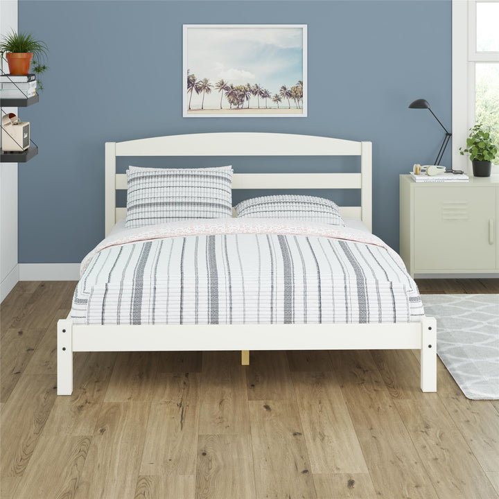 Braylon Wooden Bed Frame with Wood Slats - White - Full