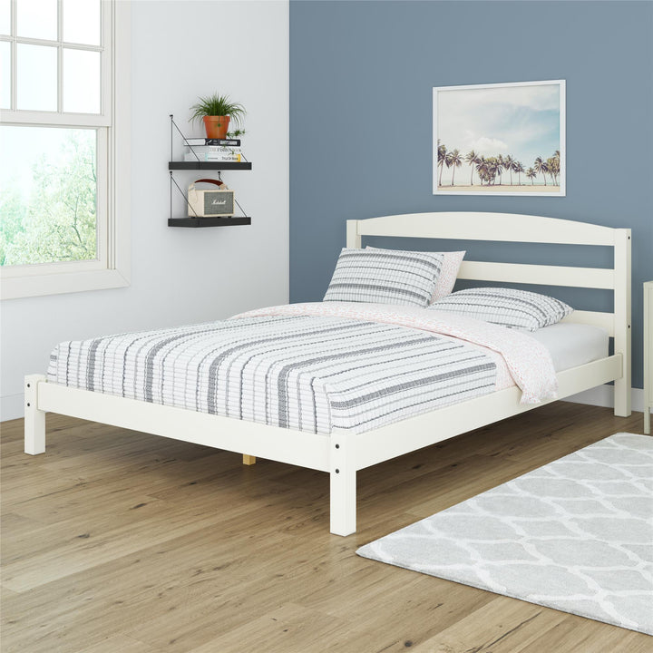 Braylon Wooden Bed Frame with Wood Slats - White - Full