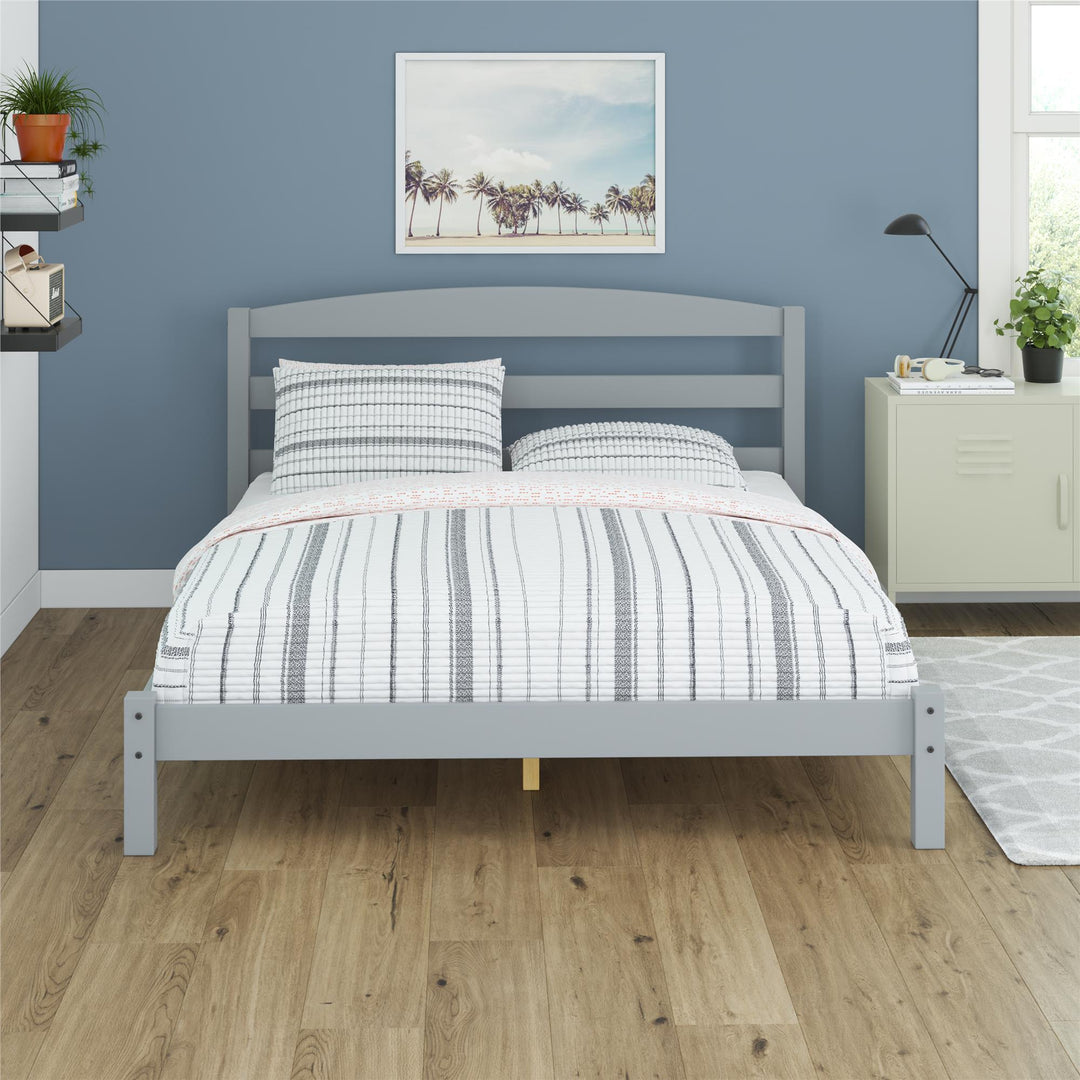 Braylon Wooden Bed Frame with Wood Slats - Gray - Full