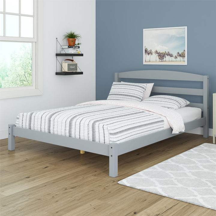 Braylon Wooden Bed Frame with Wood Slats - Gray - Full